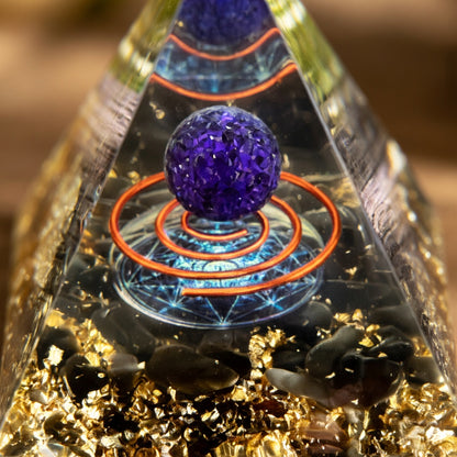 Handcrafted Amethyst Orgonite Pyramid crystal decor